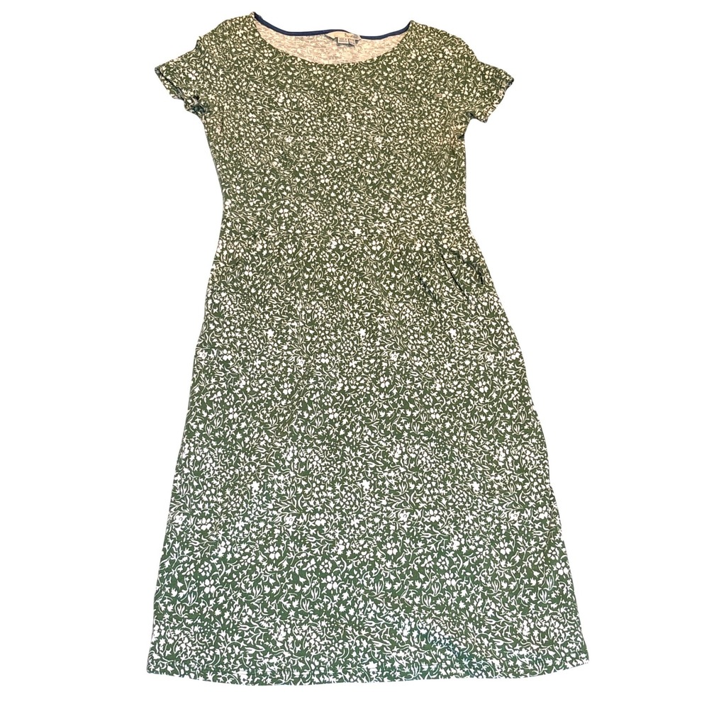 Boden Floral Shift Dress Womens 4R Green Short Sleeve Knee Length Casual Pockets